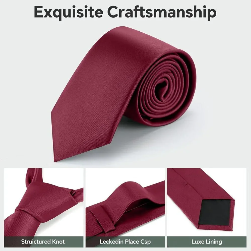 Men's Burgundy Solid Pure Color Formal 3.15
